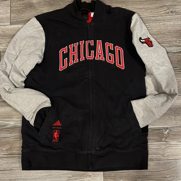 Adidas Washed Jacket NBA Chicago Bulls Men Size M Basketball Full Zip Sweater - Picture 5 of 8